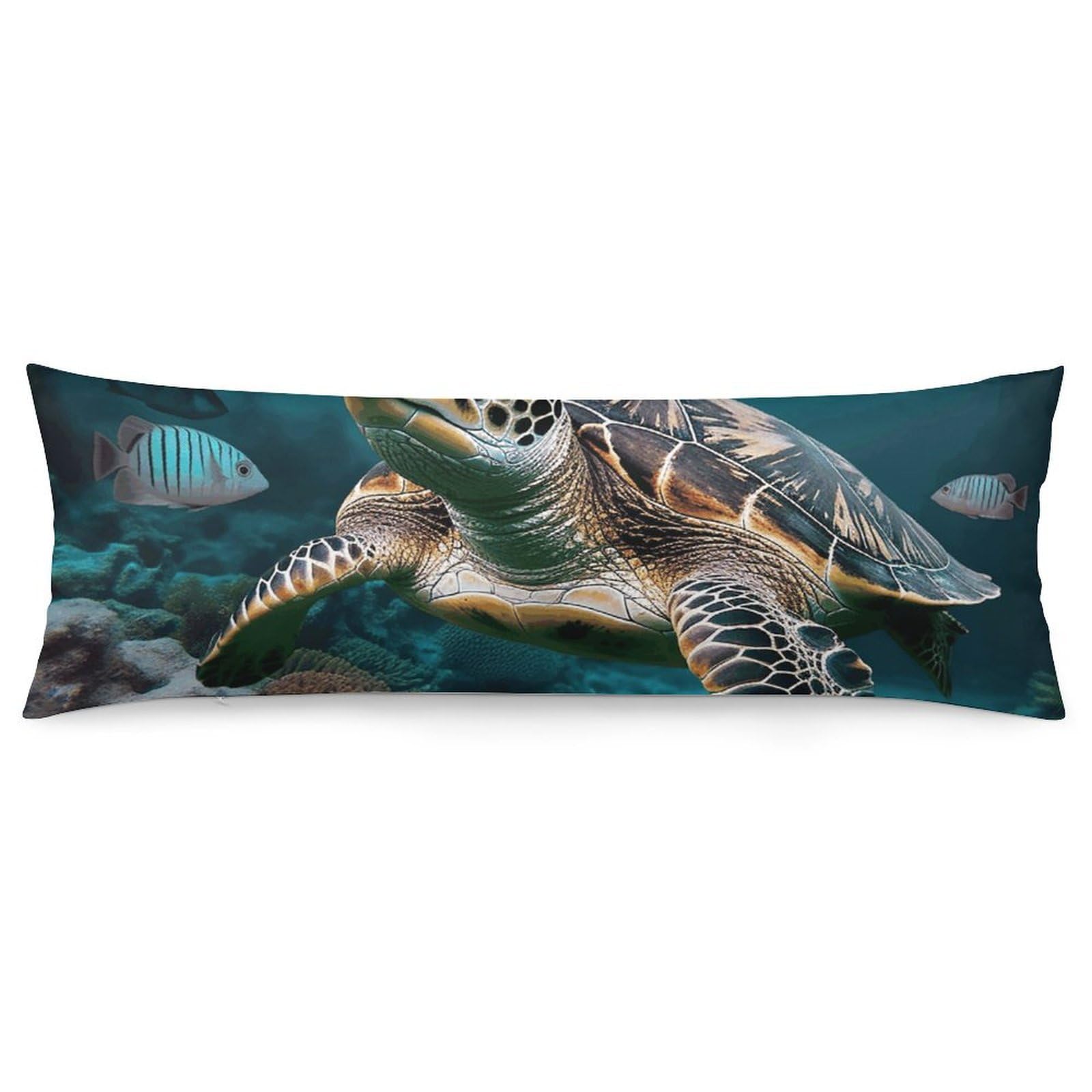 2 Pack Pillow Cases for Hair and Skin, Soft Breathable Pillow Case Covers with Hidden Zipper, Ocean Animal Turtle-1 Pillowcase 20"x54" Pillow Covers for Sleeping Gift