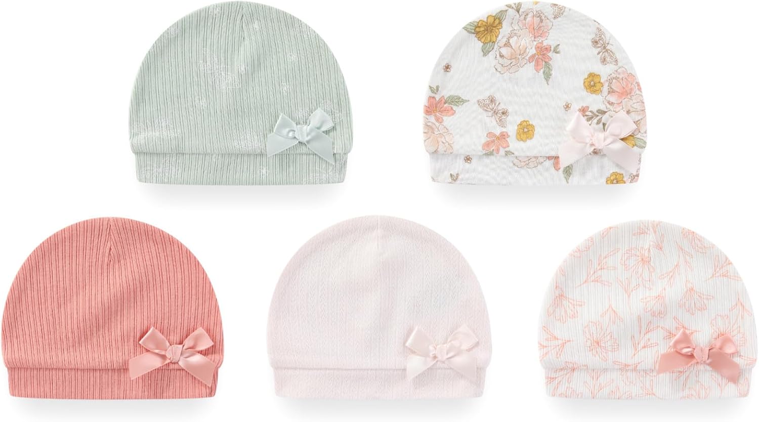 MAMIMAKA Newborn Baby Boy Girl Caps Mittens Socks Set Cotton Baby Essentials Accessories (Hats+Gloves+Socks)