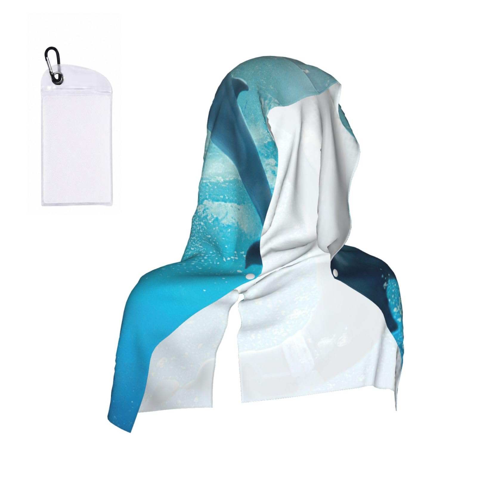 YQxwJL Winter The Dolphin Print Unsex Cooling Hoodie Towel, Cools Instantly When Wet Sun Protection For Sports Fitness Gym