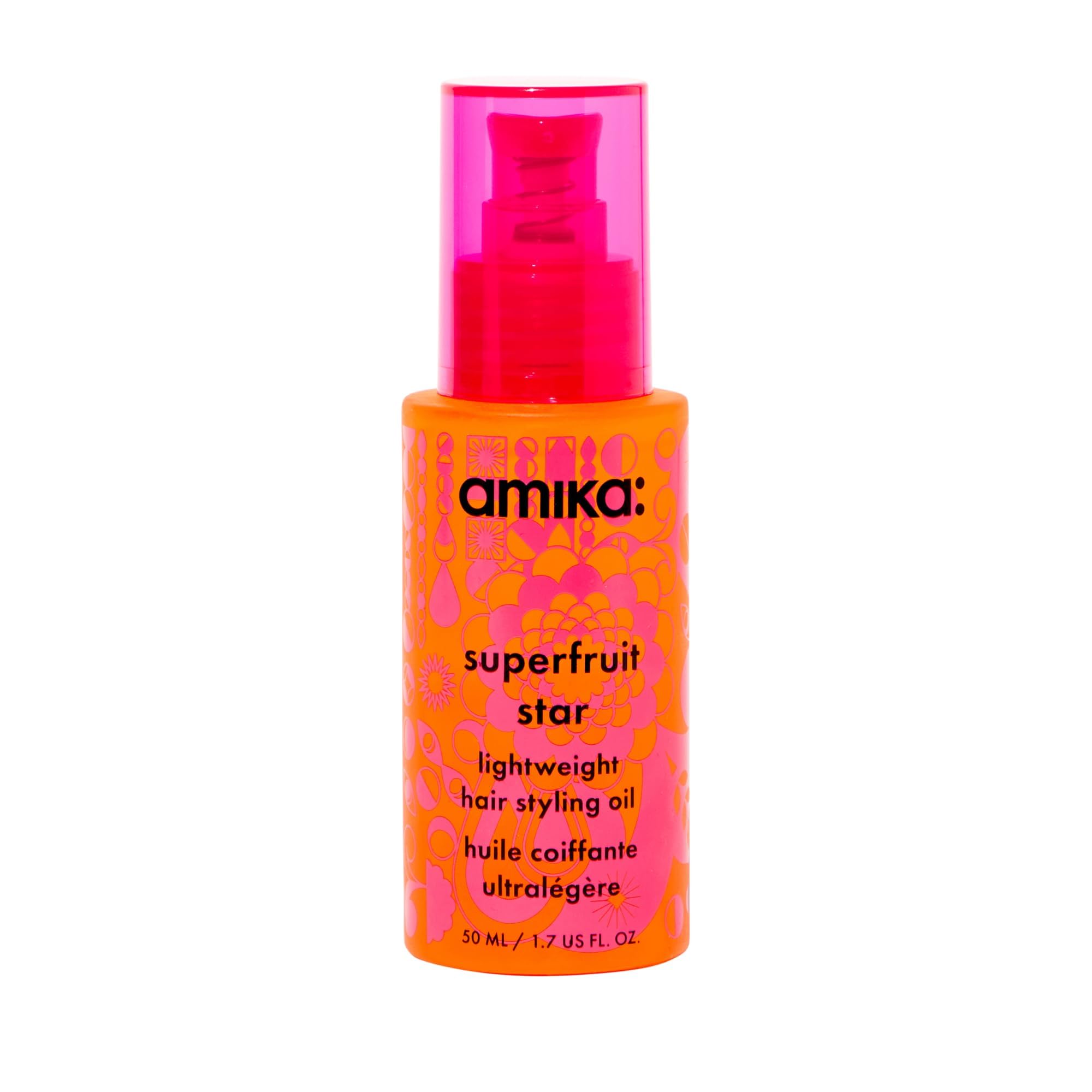 amika Superfruit Star Lightweight Hair Styling + Heat Defense Oil 50 ml | Leichtes Haaröl & Styling-Öl für Glanz & Anti-Frizz | Hitzeschutzöl bis 230 °C für alle Haartypen| vegan