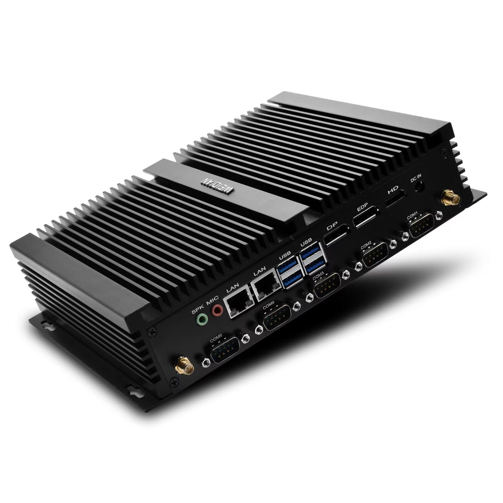 WEIDIAN Lüfterloser PC i7, Industrie PC Lüfterlos, Core i7-8550U, Fanless Industrial Computer Win 11, HDMI, DP, EDP 4K Triple Display, 8USB, 6RS232 COM, LPT, WiFi, BT (16GB DDR4 RAM 512GB SSD)