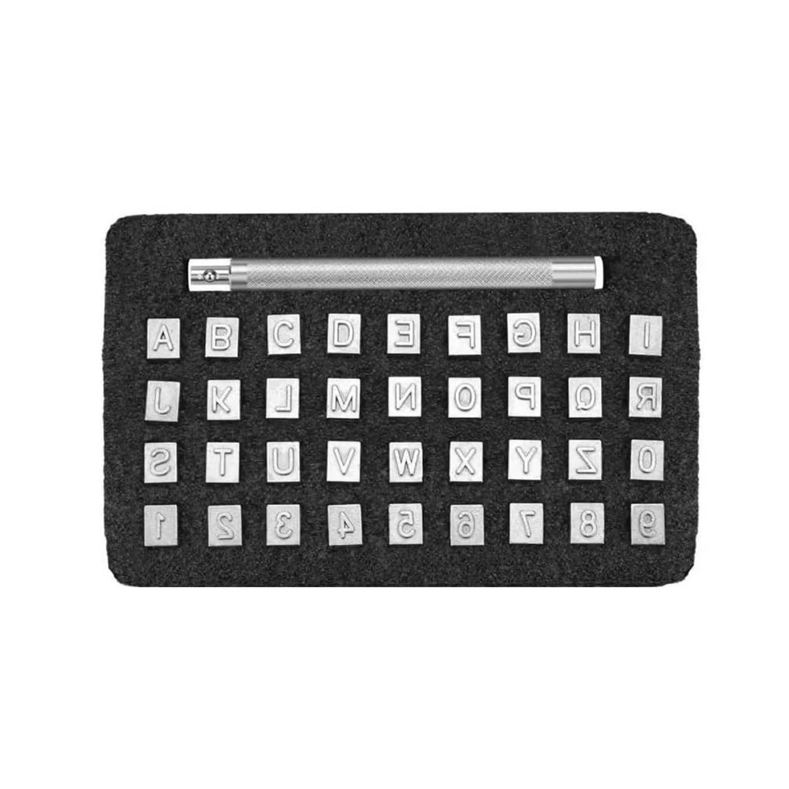 Leather Letter Stamp Set Leather Craft Stamping Tools 36pcs Kit Alphabet Number Capital Letter Pattern Stamps for Clay DIY Leathercraft(36pcs 6mm)