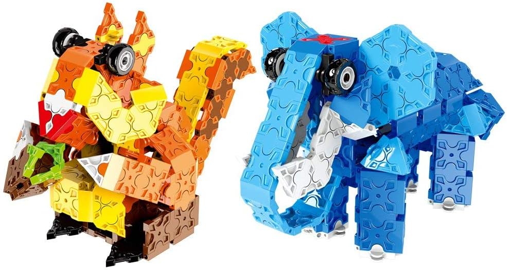 WEofferwhatYOUwant Educational Building Brick Elephant and Squirrel, 3D STEM Uses 564 FLATBLOCKS Pieces, Creates Different Designs for Children
