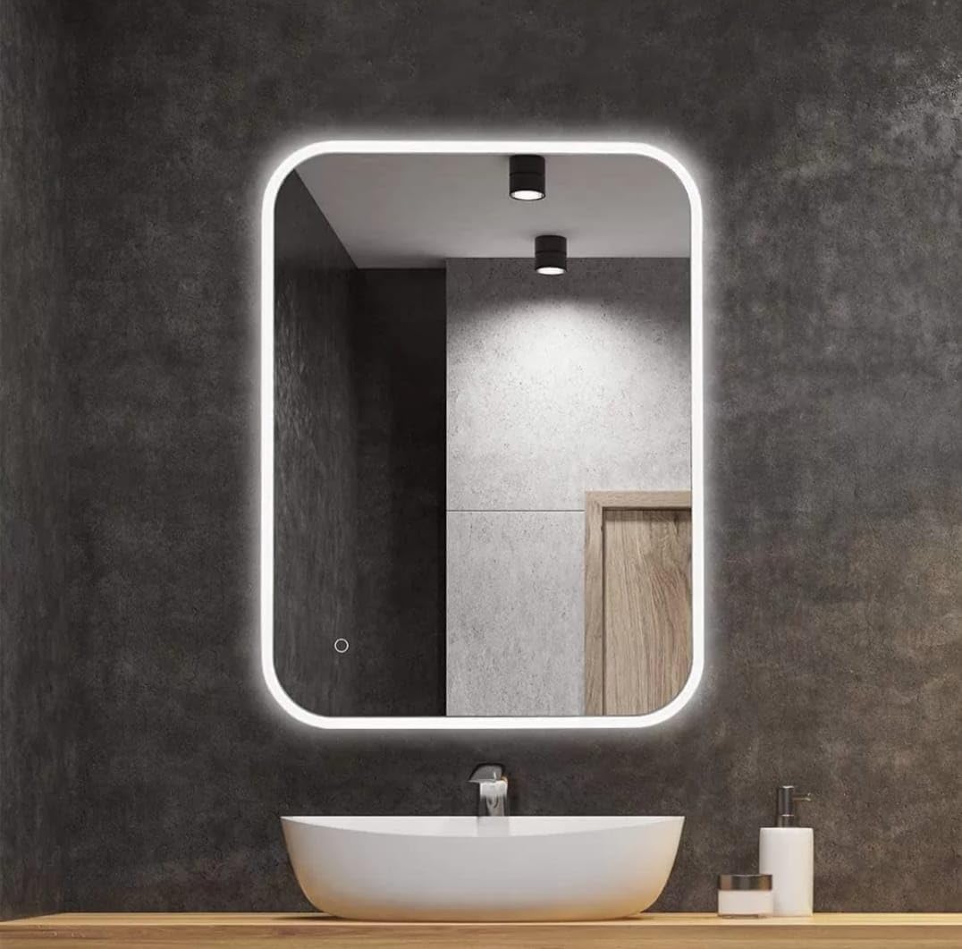Quality Glass Anti Fog Bathroom LED Mirror with Touch Sensor, 3 Light Effects, Glass, Wall Mount Rectangular, Led-293 (18 X 24 Inch)-image-21