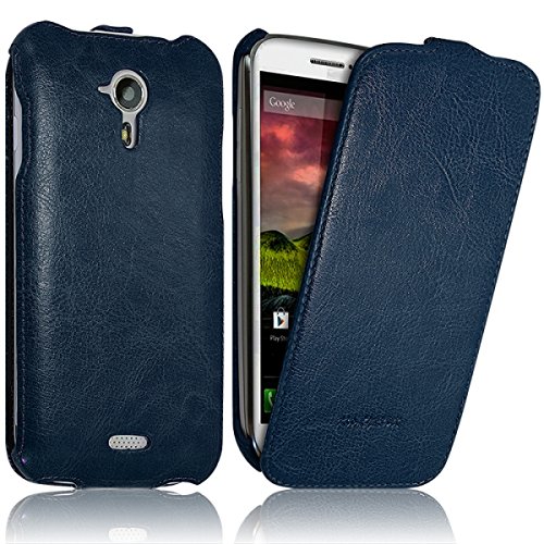 Seluxion - Housse Etui Coque Rigide Clapet pour Wiko Cink Five Couleur Bleu + Film de Protection