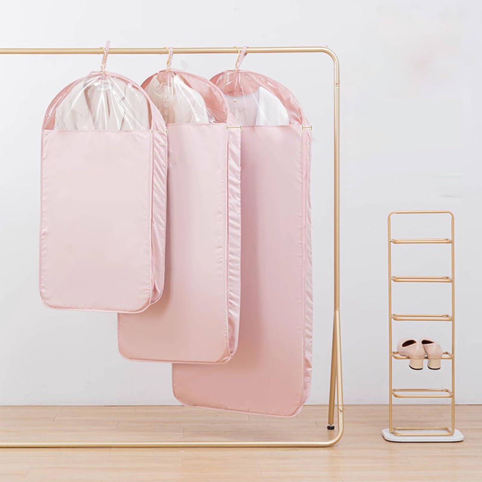 10 Bolsas para Guardar Ropa, Portatrajes Hombre Viaje, Fundas Ropa Armario, para Camisas, Abrigos, Vestidos y Chaquetas de Plumas(Pink,58x150cm/23x59in)