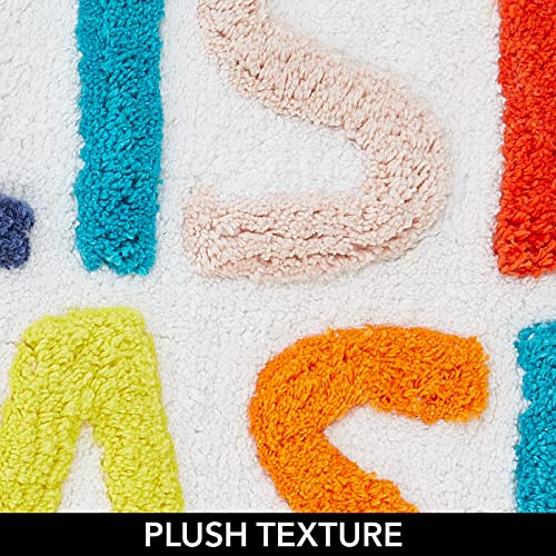 Mdesign Soft Cotton Rectangular Spa Mat Bathroom Rug, Plush Water Absorbent, Splish Splash Design- For Bathroom Vanity, Bathtub/Shower - Machine Washable - Bright Multi Color #TOP3