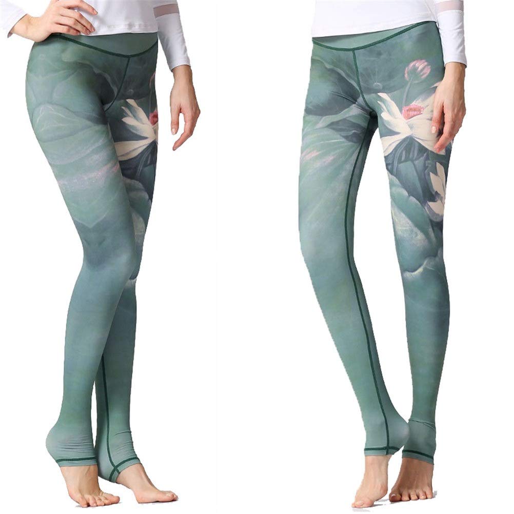 Strumpfhosen Leggings Sportswear für Damen, Frauen mit hoher Taille über die Ferse gedruckt Yoga Pants Steigbügel Lange Leggings Bauch-Steuer dünne Aktiv Fitness Workout Strumpfhosen Sports Running Wo