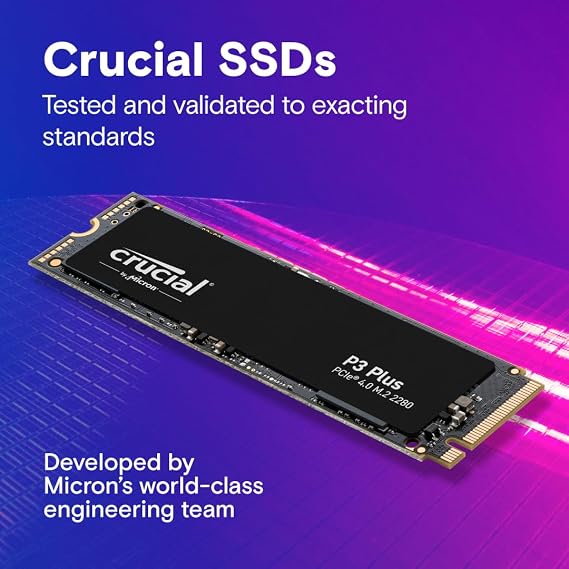 Crucial P3 Plus 4TB M.2 PCIe Gen4 NVMe SSD مدمج، يصل إلى 4800 ميجابايت/ثانية - CT4000P3PSSD8