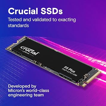 Crucial P3 Plus 4TB M.2 PCIe Gen4 NVMe SSD مدمج، يصل إلى 4800 ميجابايت/ثانية - CT4000P3PSSD8