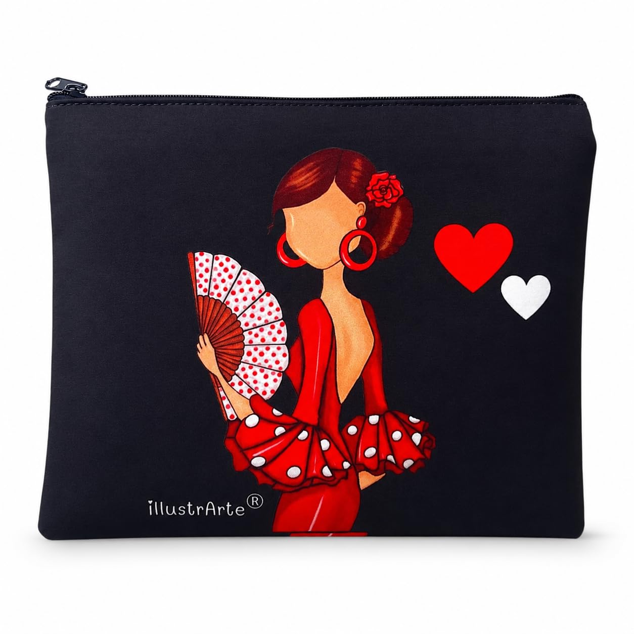Beauty case/Astuccio “Pepa” con ballerina di flamenco – design double face – 22x17 cm – impermeabile – borsa da toilette donna o da viaggio