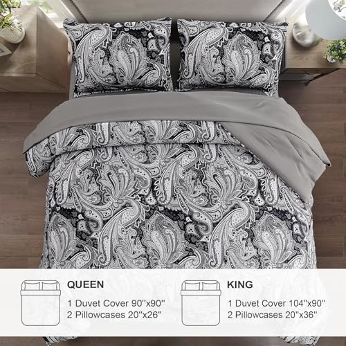 Djy Black Paisley Duvet Cover Set Queen Size thumb #7