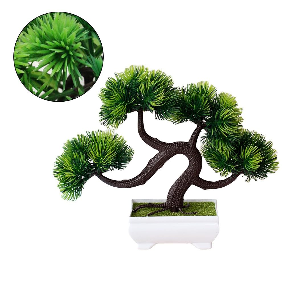 EasyByMall Pianta artificiale in vaso con muschio a quattro sfere, albero bonsai di seta realistico per decorazione domestica, scrivania da ufficio, oggetti di scena fotografici, disposizione di