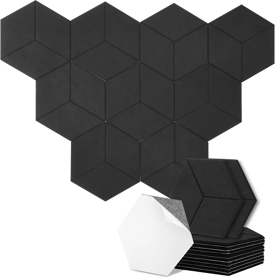 Pacote com 12 painéis à prova de som para parede, painéis de espuma acústica de 30 * 26 cm, painéis de absorção de som para estúdio de som, gravação de podcast, sala de TV, salas de jogos e