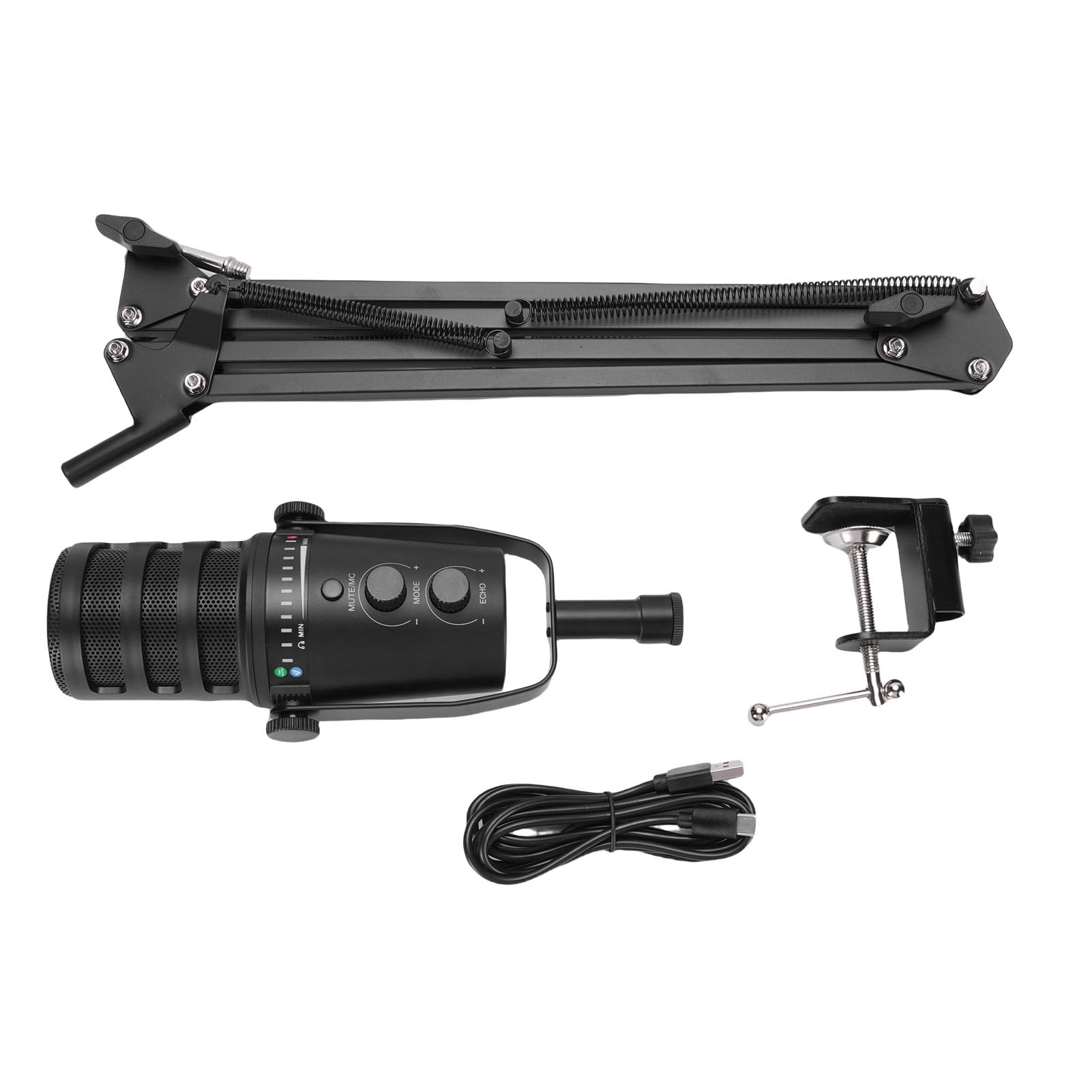 XLR-USB-Gaming-Mikrofon-Set, PC-Mikrofon, RGB-Set mit Galgenarm, Bedienknopf und Kopfhöreranschluss, Ideal für Streaming, Podcasting und Studioaufnahmen