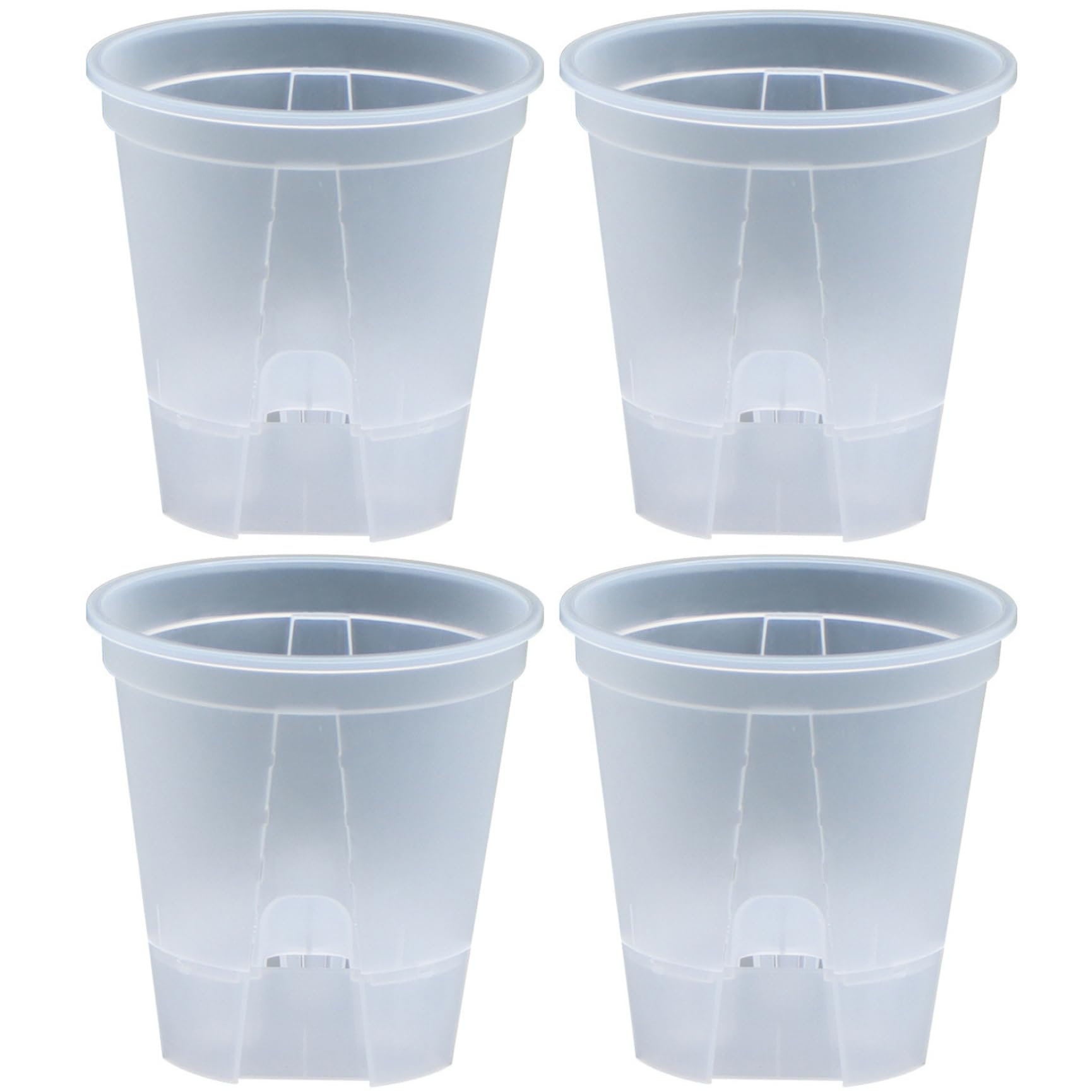 Faroby Self Watering Plant Pot, 4PCS Clear Plastic Orchid Pots with Absorbent Chassis and Reservoir Tray Flower Planter with Breathable Holes for African Violet