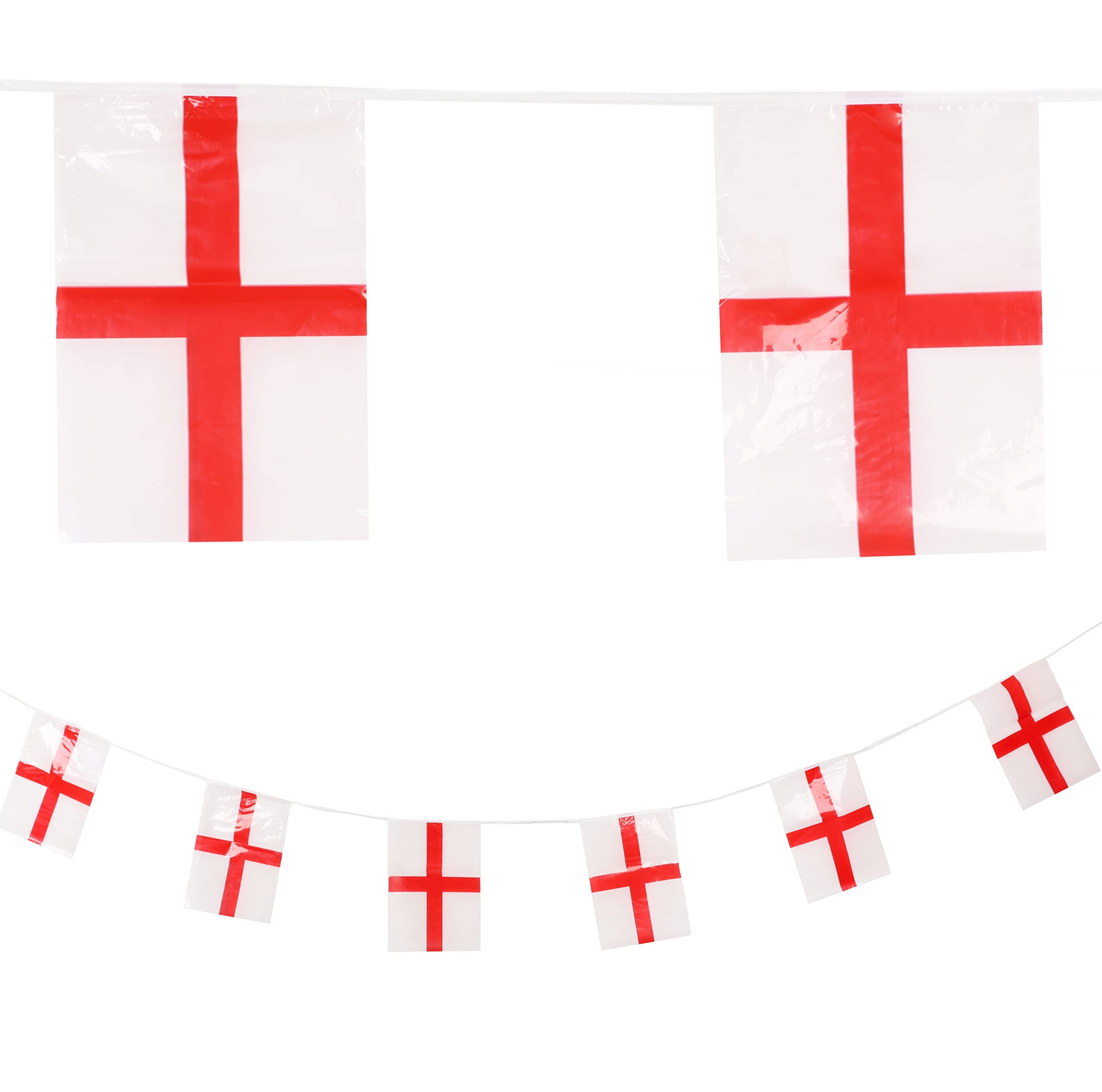 Toyland 10m (32ft) England St Georges Bunting - 20 Flags - Perfect For England Celebrations - Party Decorations - World Cup & Euros