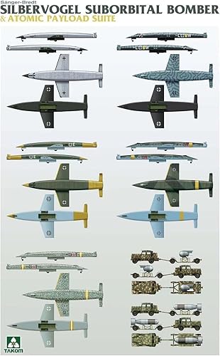 Miniatura 2 de Tacom TKO5018 172 Ejército alemán Zilber Vogel Bombardero de vuelo balístico y bomba nuclear del ejército alemán, modelo de plástico, color moldeado