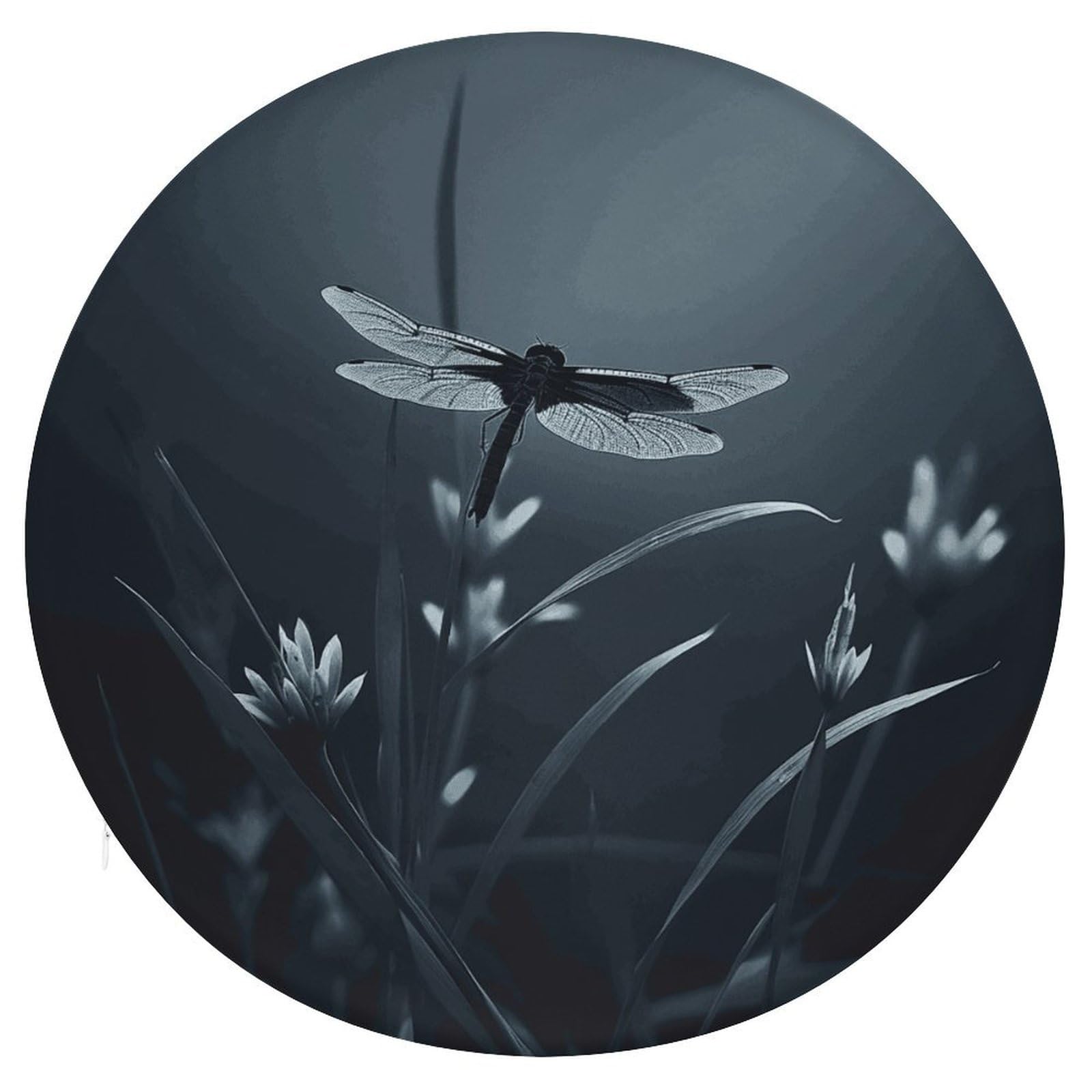 JTREHY Dragonfly Silhouette Cushion Soft Breathable Round Cushions Multi-Functional with Zipper Floor Pillows Cushion for Various Indoor Occasions Chair Pad