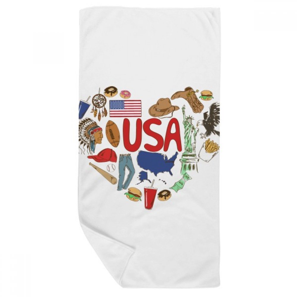 Serviette de bain drapeau USA en textile premium doux pour un soin du visage délicat