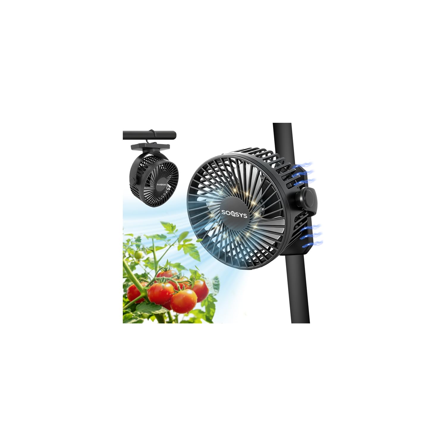 Grow Tent Fan 6”, Magnetic Fan for Greenhouse Plant with Brushless Motor and Hook, 3 Speeds Strong &amp; Quiet Airflow, LED, Timers, 720° Adjustable Airflow Angle for Hydroponics Circulation Cooling