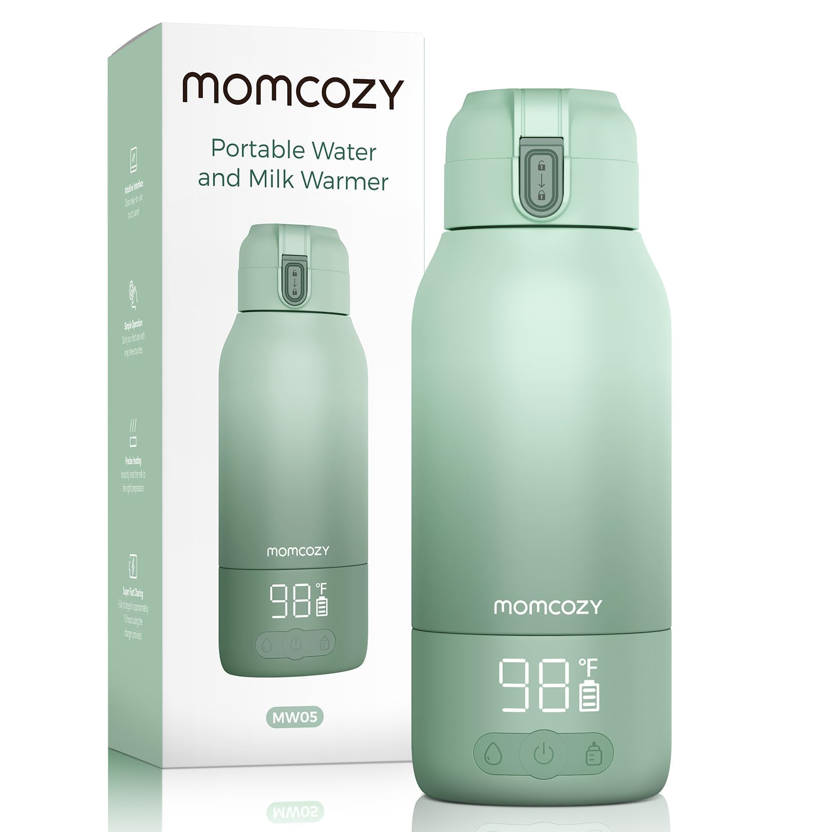 Momcozy MW05, calienta biberones portatil para bebé, capacidad de 500 ml, con certificado TÜV-CE, calentamiento rápido en 3 minutos