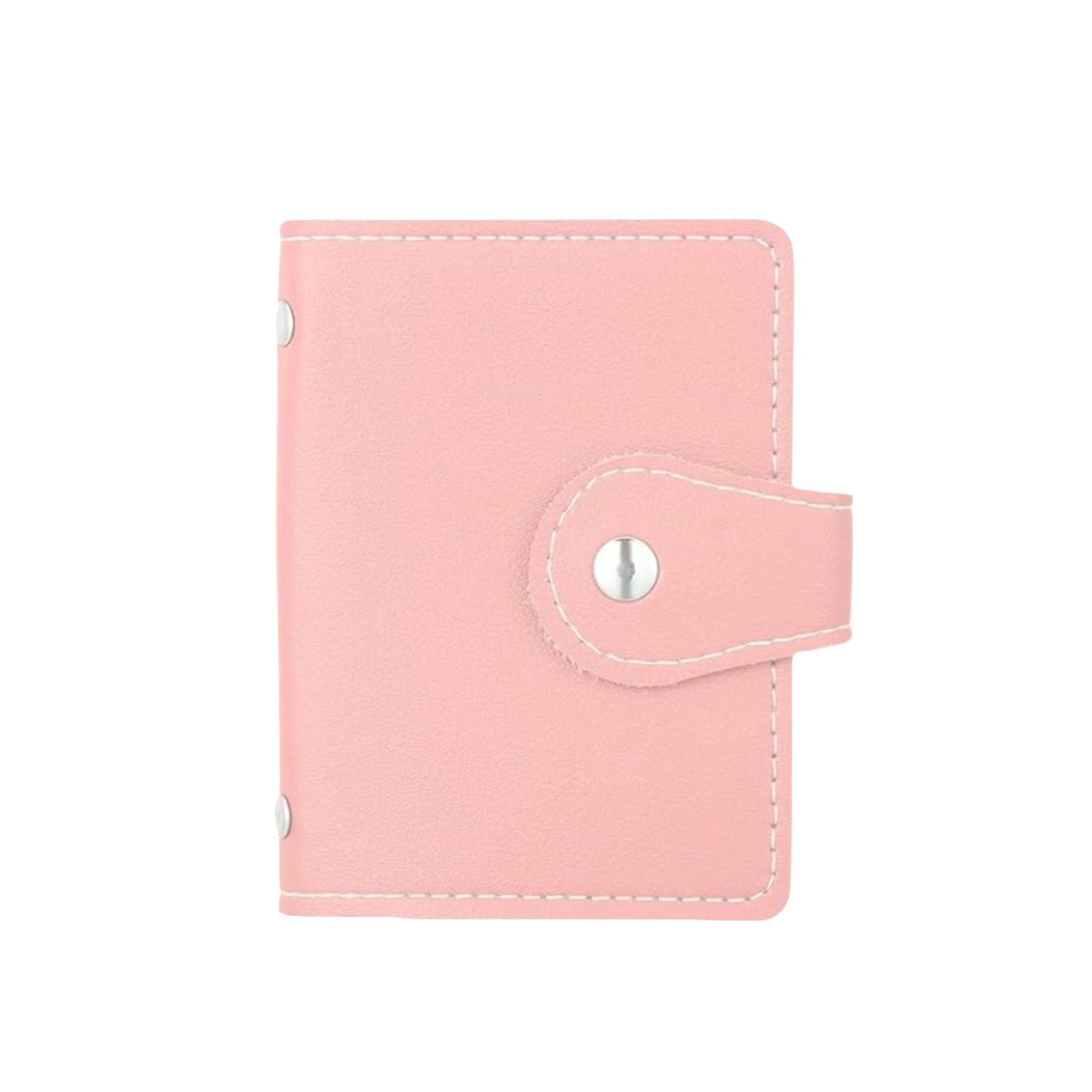 Pluzmecalm 1Pc Pink Credit Card Holder and business card holder, Sd Card Holder with 26 Clear Card Organizers, Soft Leather Credit Card Organizer with