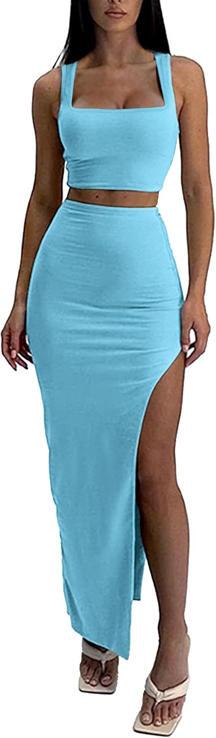 Elleven two-piece summer outfit sets for women maxi skirt tank