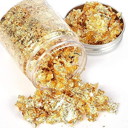 Art Ranger Gold Leaf Flakes- Metallic Gold Flakes for Nail Deco, Resin Art and Craft Offer ( 2 + 1 Free) Total 3 Jars