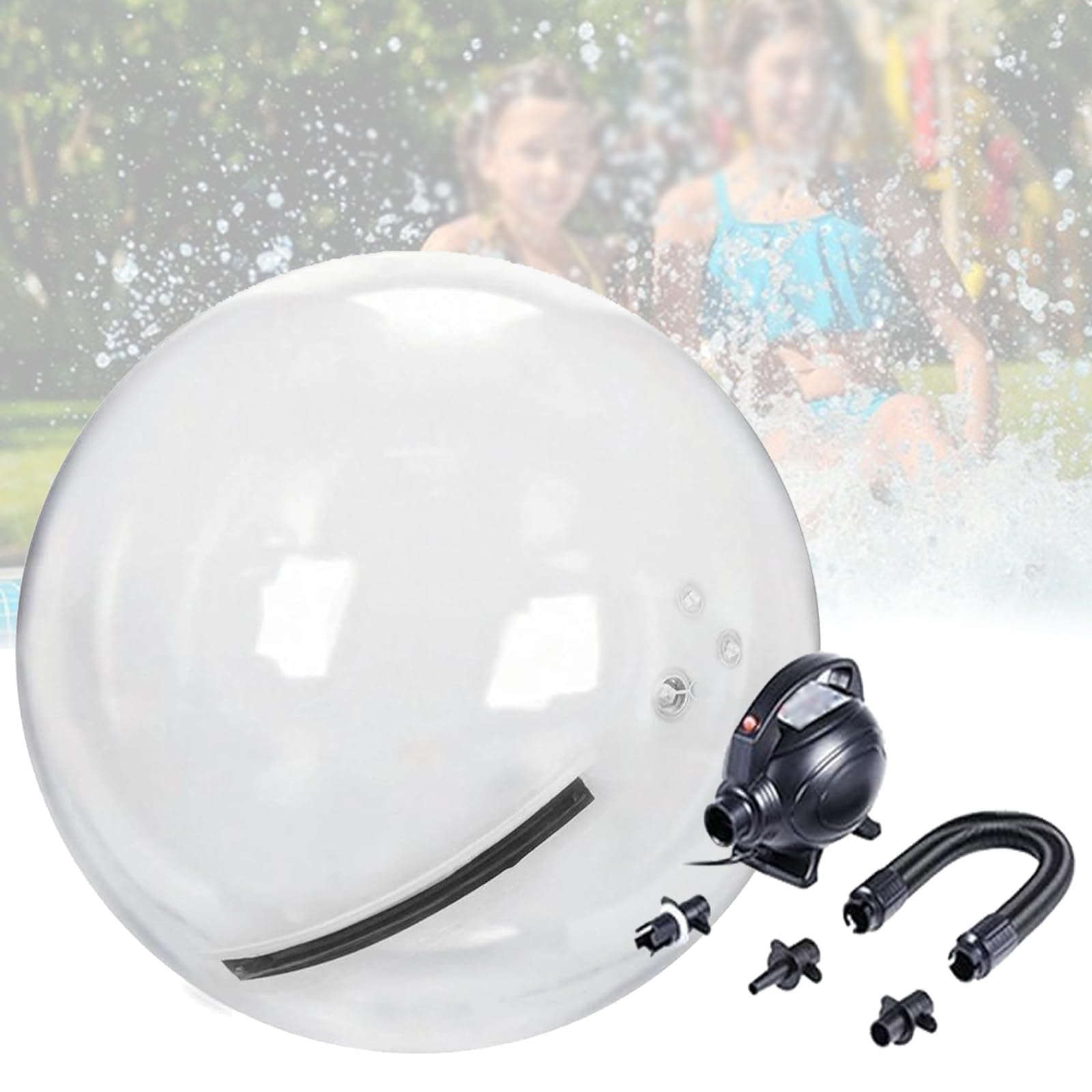 Palla da piscina in PVC - Palla da passeggio in acqua da 1,5/1,8/2/2,5 m con pompa ad aria elettrica, palla da passeggio trasparente in acqua, attrezzatura gonfiabile per l'intrattenimento,1.5m