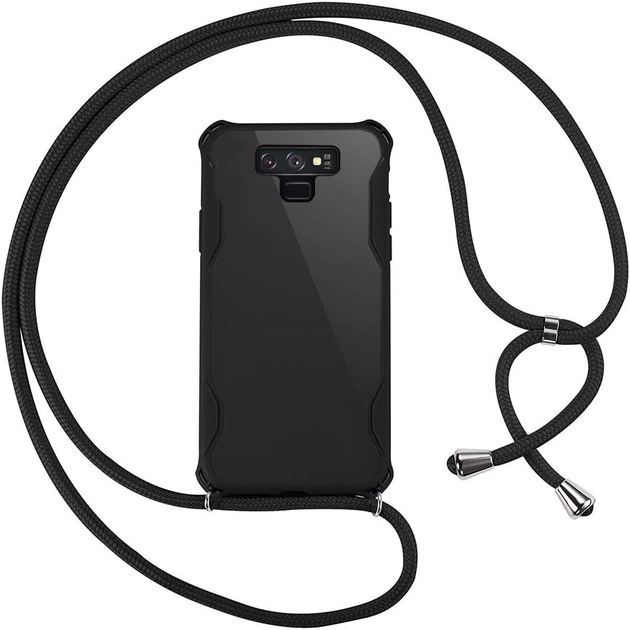 xinyunew Crossbody Case for Samsung Galaxy Note 9 - color TPU Cell Phone Mobile Cover Holder with Neck Cord Lanyard Strap - Protective film/Black
