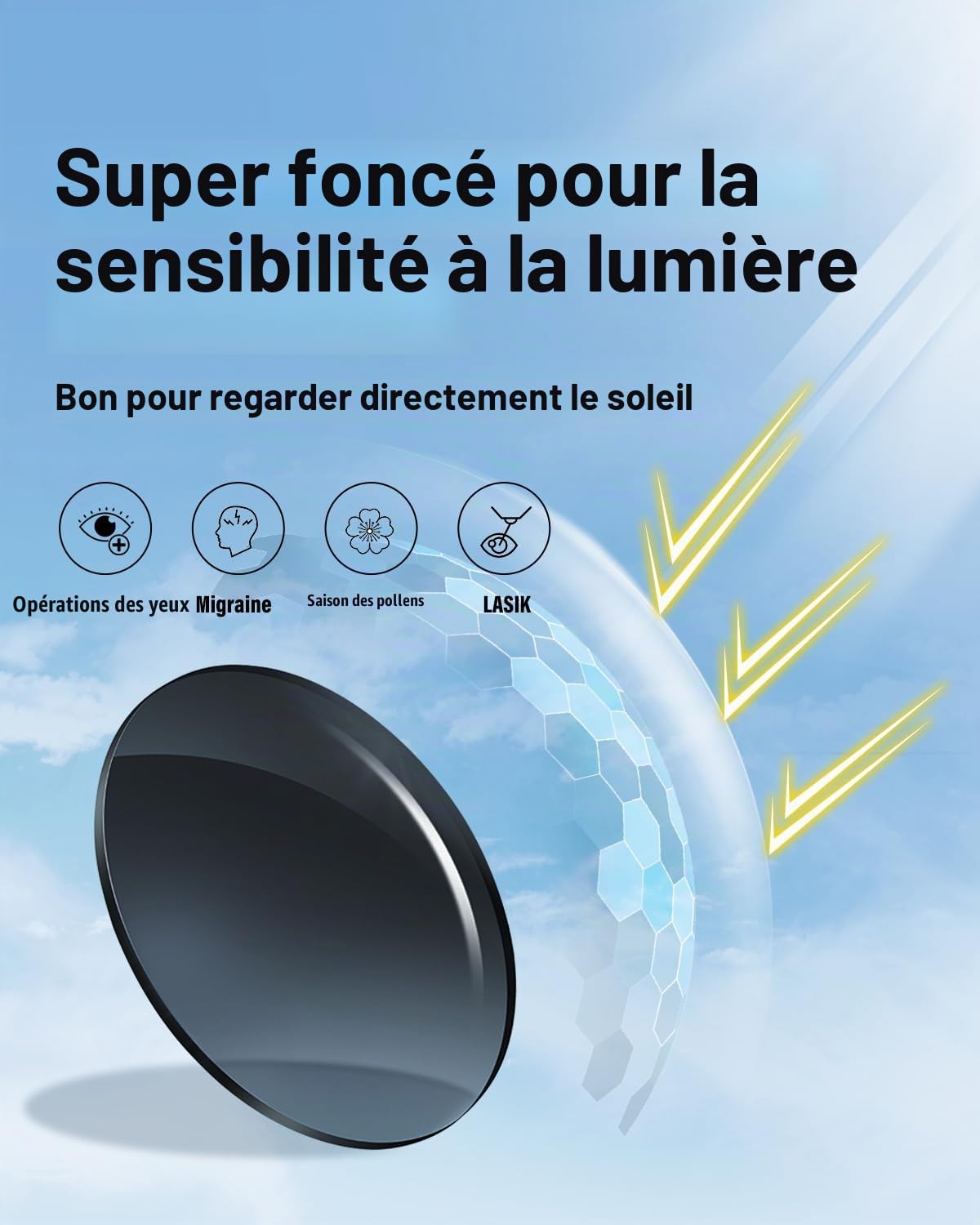 Bloomoak Lunettes de soleil polarisées à verres super foncés XL enveloppantes pour yeux sensibles à la migraine | Extra Large 150 mm