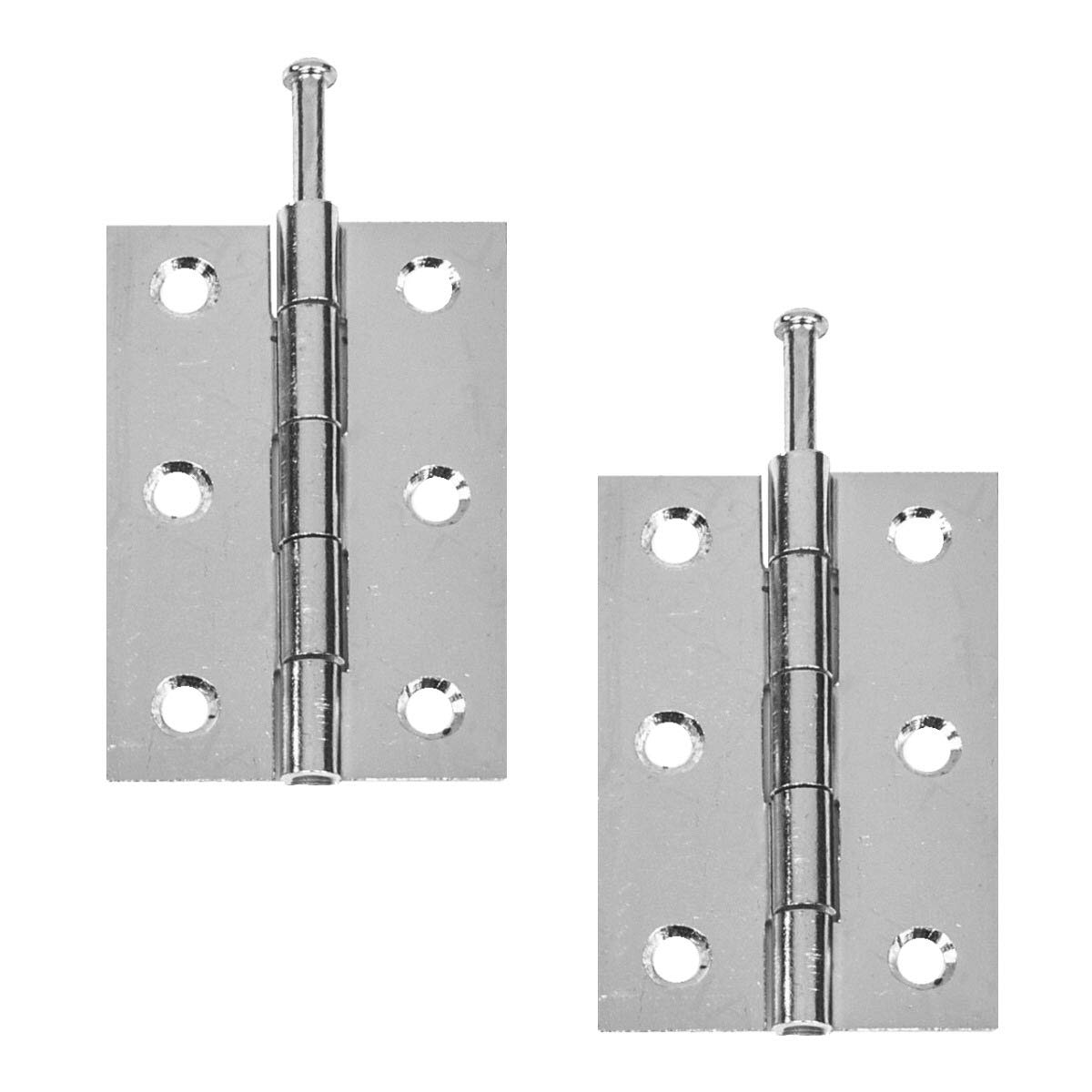 Hardware Essentials Polished Chrome H&E™ 75Mm 3" Inch Door Butt Hinges 1840 Pattern Loose Pin - 1 Pair (2 Hinges)