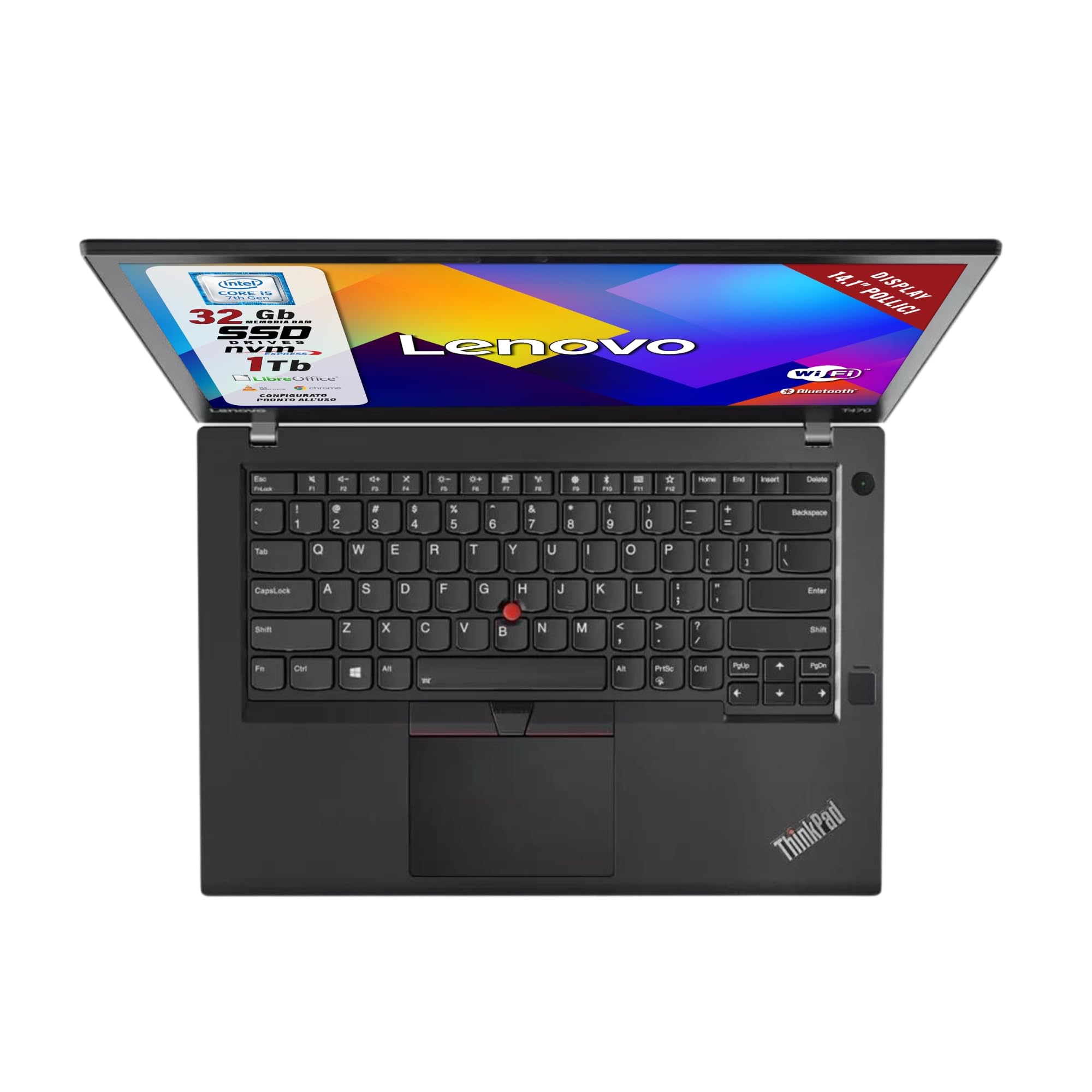Lenovo Carbon X1, Pc Portatile Intel i5-5300U 2 Core 2.3Ghz, Ram 8Gb SSD 512Gb, Display 14.1" HD, Notebook Pronto all'uso con Libre Office, Win 11 (Ricondizionato)