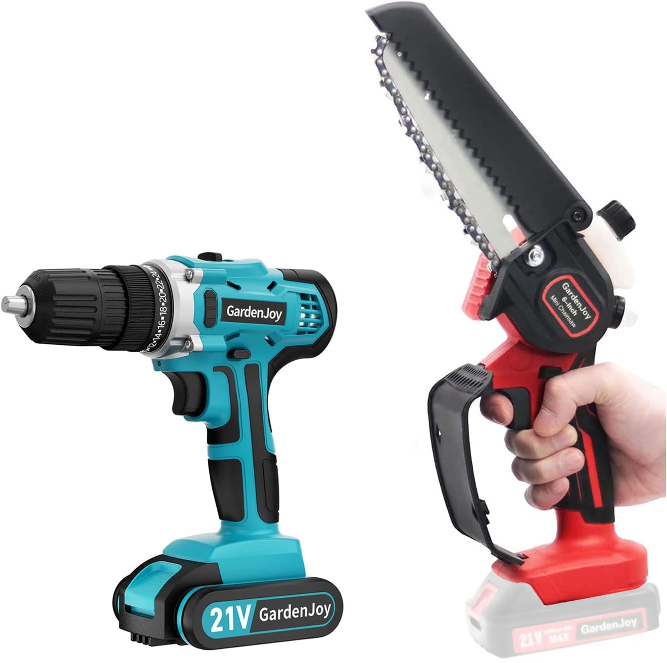 GardenJoy 21v Cordless Drill with 12v Lawn Trimmer