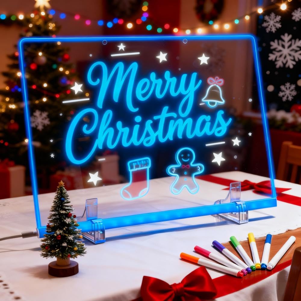 Led Note Board with Colors,Led Light Up Acrylic Message Board,Acrylic Dry Erase Board with Light 4 Modes 7 Colors,Light Up Drawing Board for Office School Home(b-11.8 inch x 7.8 inch)