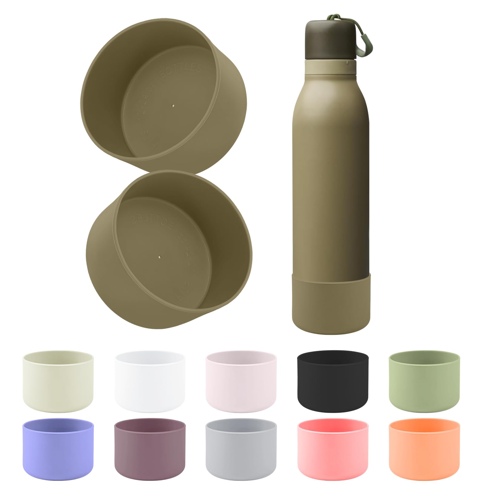 BKBY 2pcs Silicone Boot Compatible with Owala FreeSip Twist 24oz, Anti-Slip & Anti-Scratches Protective Sleeve Bottom Cover for Owalaa FreeSip Twist Water Bottle (Off Road)