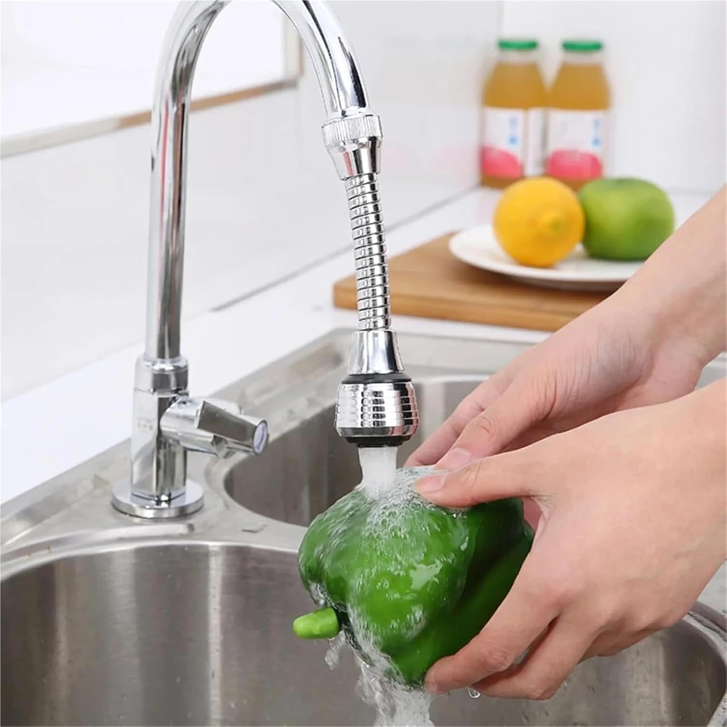 Universal Rotating Kitchen Faucet Aerator Splash Head Nozzle Extended Extension for Dishwashing & Vegetable Washing(Short style)