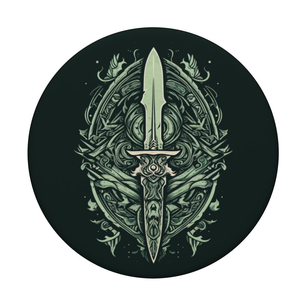 Athame Green Jade For Lovers Of Wicca And Witchcraft PopSockets Swappable PopGrip, Black - Image 3