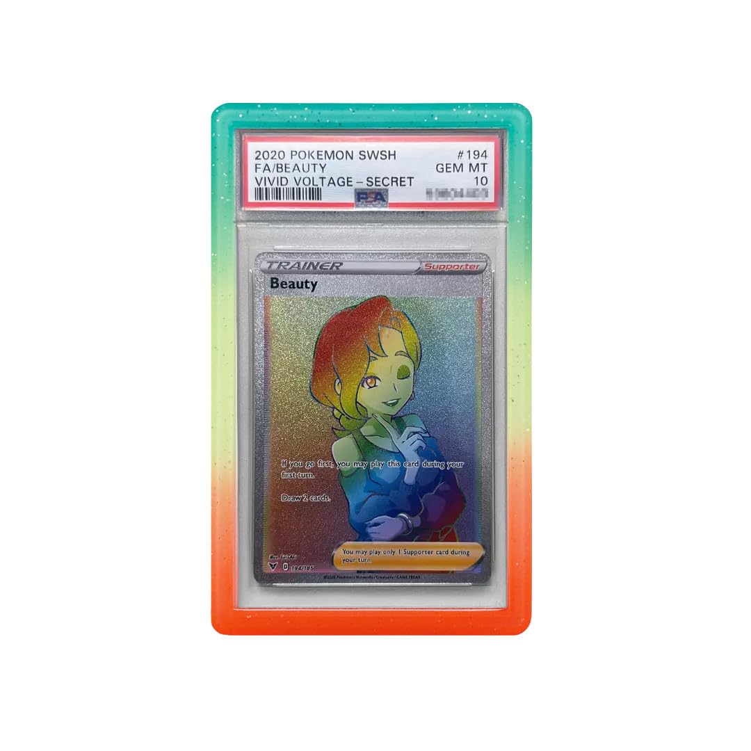 TCG Bumper - PSA Graded Card Case Protector - Protection for PSA Trading Cards - Silicone Guard Bumper Protective Frame PSA Slabs JohtoMarket (Sparkling Rainbow)