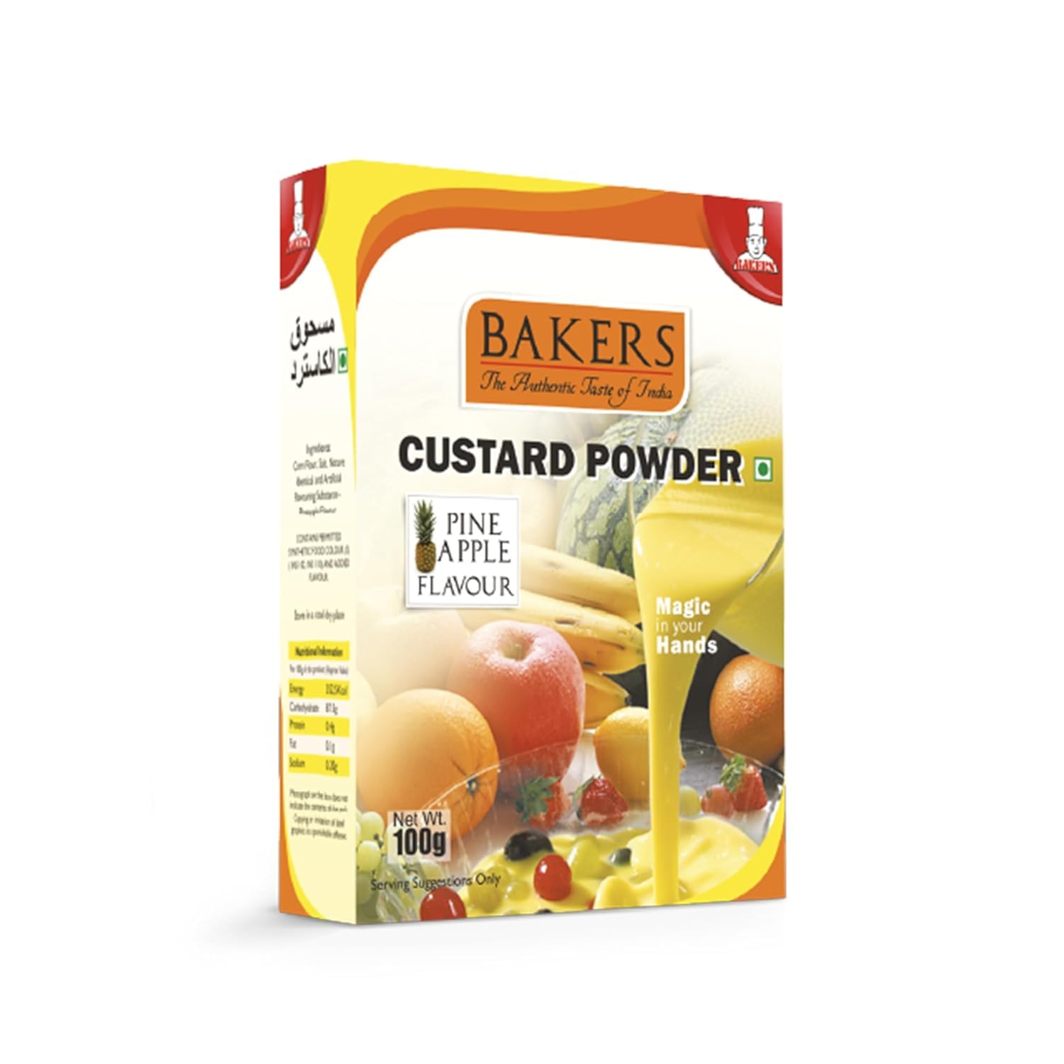 BAKERS Custard Powder | Pineapple Flavor | (100g x 4, 400g) | Contains No Eggs | Long Shelf Life | Makes Smooth, Creamy, Testy & Juicy Custard | Quick & Easy to Make |Best For Fruit Salads & Puddings-image-14