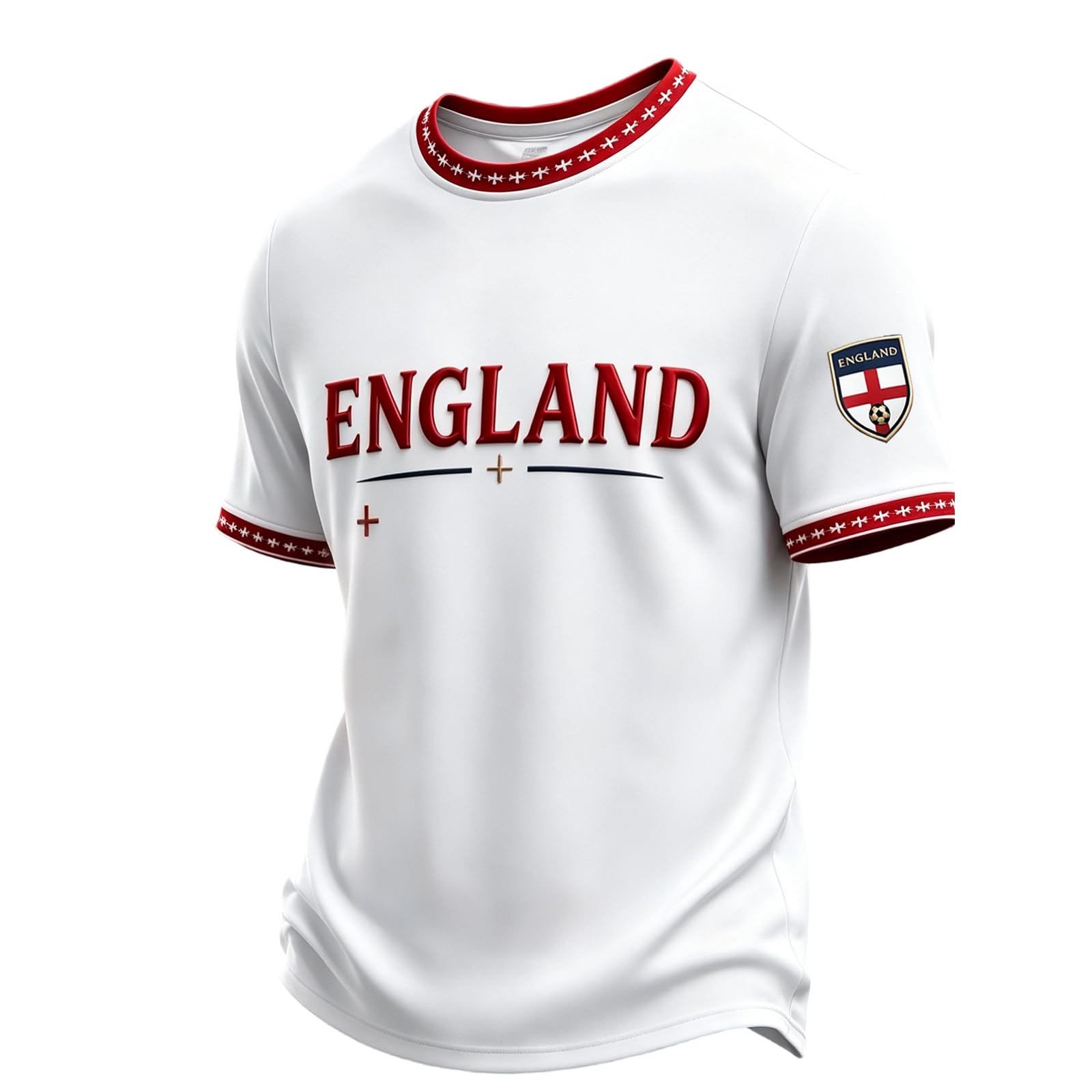 Mens Football Shirts Men's England World Cup Soccer Shirt Breathable Lightweight Short Sleeve Crew Neck Athletic Tops for Supporters and Fans 02-Deep Red S — image 1