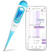 Vista 9 de Easy@Home Termómetro Digital Basal con gran pantalla LCD de retroiluminación, alta precisión de 1/100 grados y recuperación de memoria, NO Púrpura