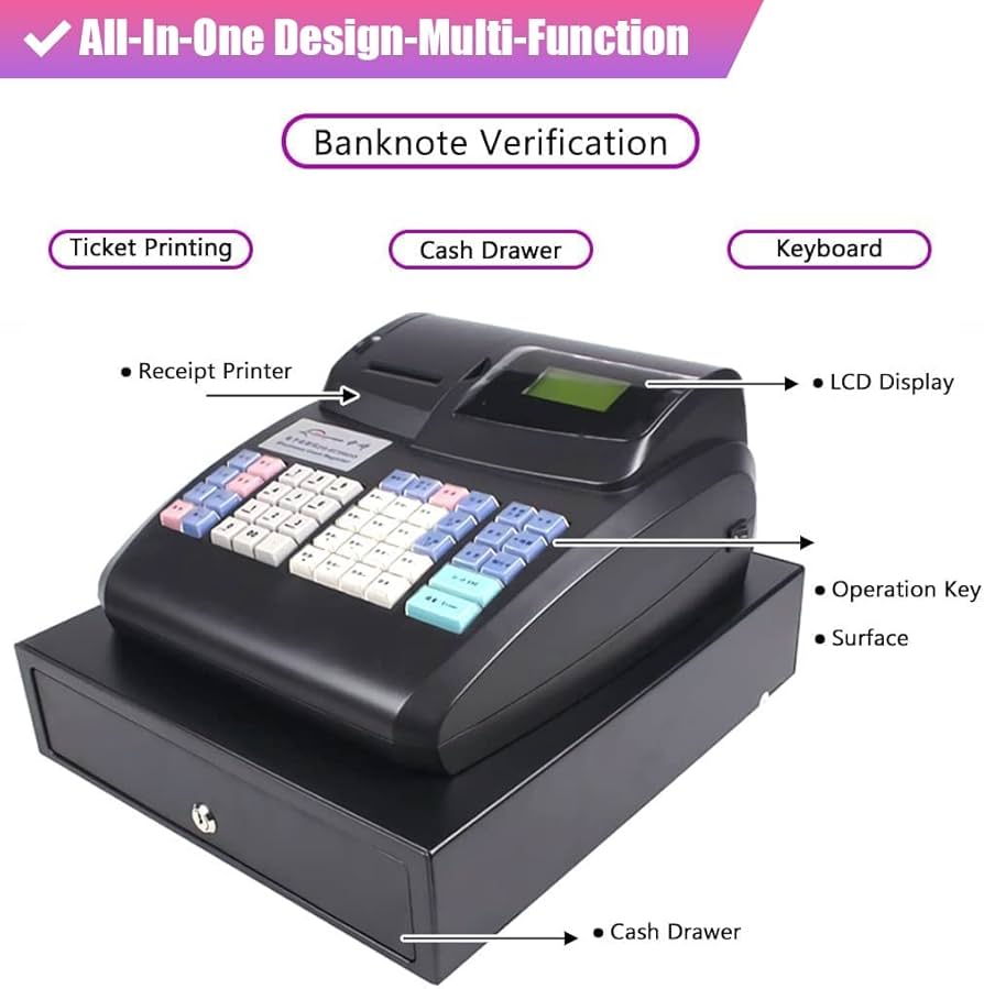 レジスター レシートプリンター付き（黒） Amazon | レシートおよびジャーナル プリンター付き電子