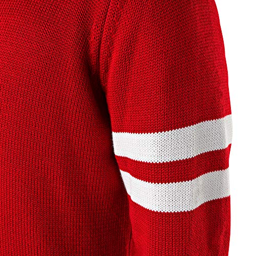 Hip Hop 50's Shop - Mens 1950s Letterman Cardigan Sweater (Large, Red) - Thumbnail 7