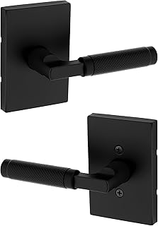 Kwikset Prava Türgriff für den Innenbereich, Türgriff für Schrank- und Flurtüren, reversibel, nicht verriegelnd, Mattschwarz, mit Microban-Schutz