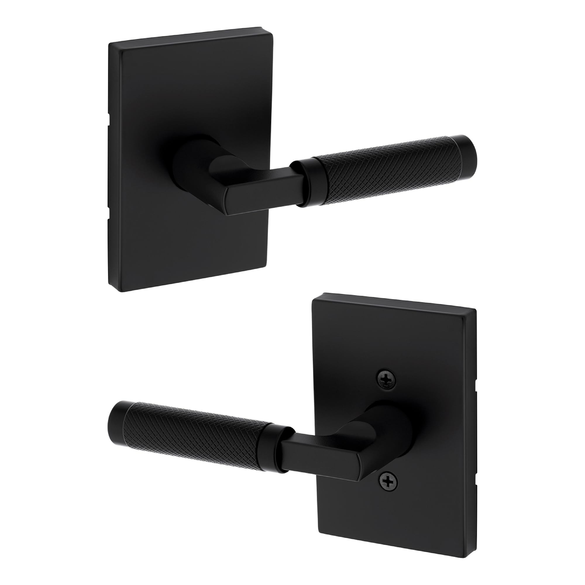 Kwikset Prava Interior Passage Door Handle, Lever for Closet and Hallway Doors, Reversible Non-Locking Handle Lever, Matte Black, with Microban Protection