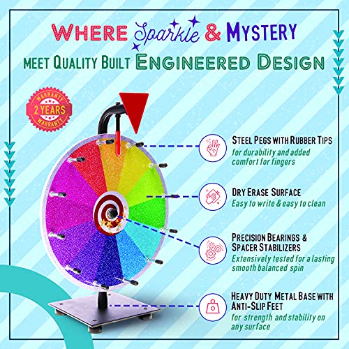 Spinning Prize Wheel Spinner Game - 12" Spin The Wheel Game With Stand Dry Erase Spinning Wheel For Prizes Tabletop 12 6 4 Slot Color Black Spin Wheels & Accessories & Bag Wheel Fortune Raffle Mystery #TOP2