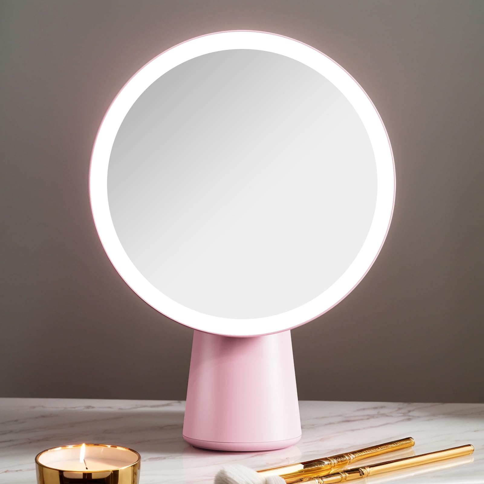 Specchio Illuminato Regolabile con Ingranditore Alta Definizione | Specchio per trucco da tavolo con luce per viaggio, dormitorio, appartamento, viaggi di lavoro, camera, spogliatoio, donne,