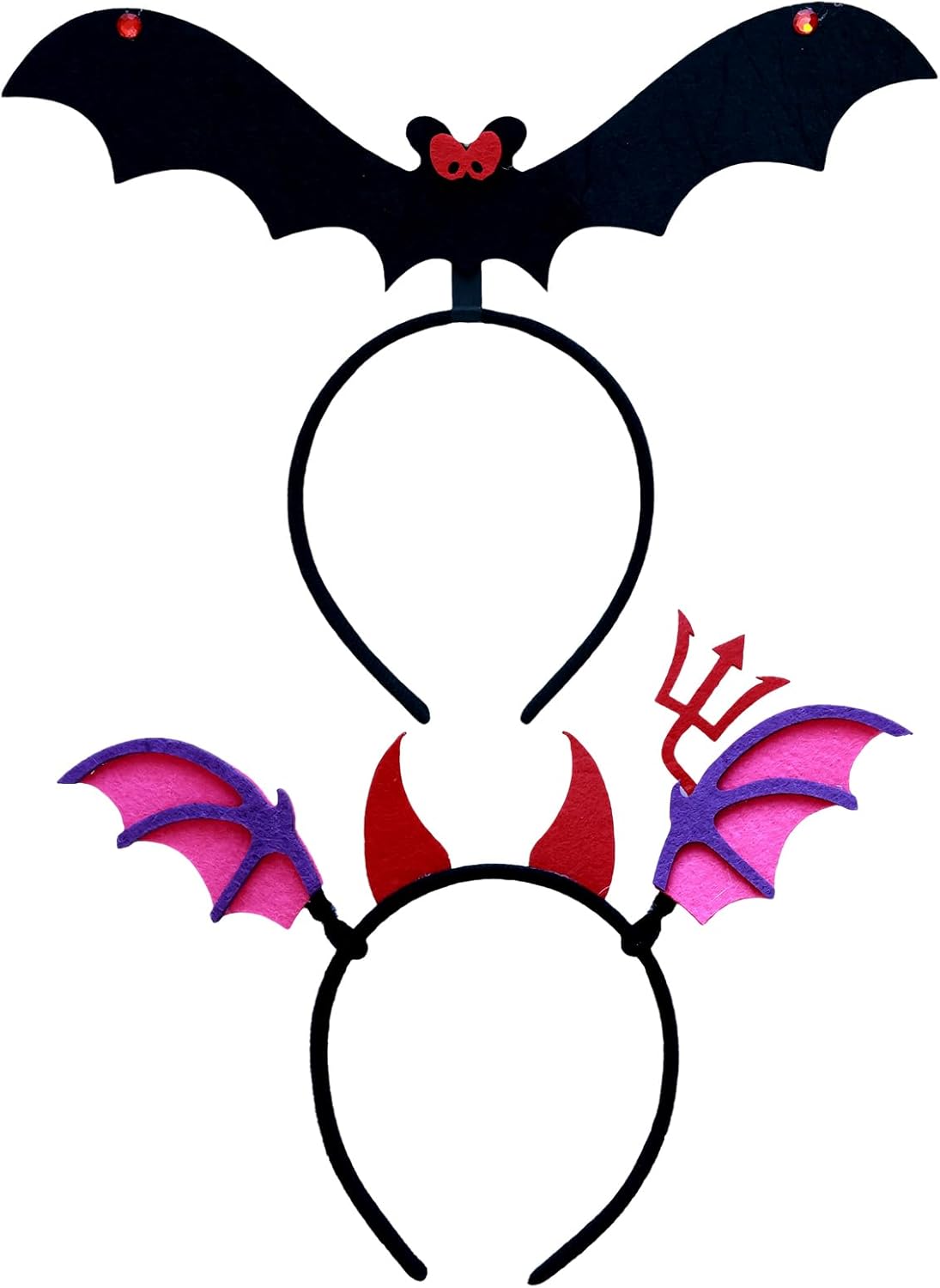 Halloween Headbands for Women, Dress Up Accessories for Kids and Adults Bat & Devil Horns